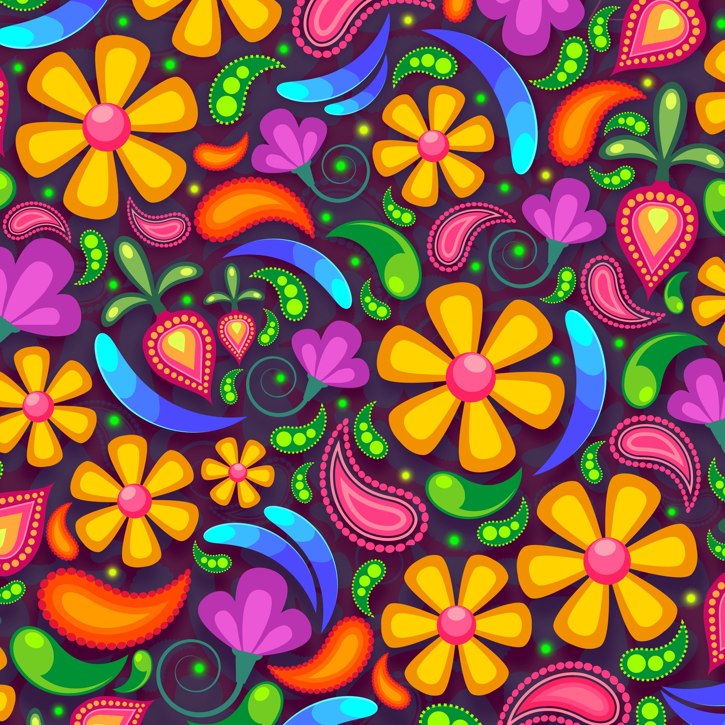 Paisley pattern with flowers - Wallpapers for iPad Pro 11″ 2024 in 2420x2420 resolution