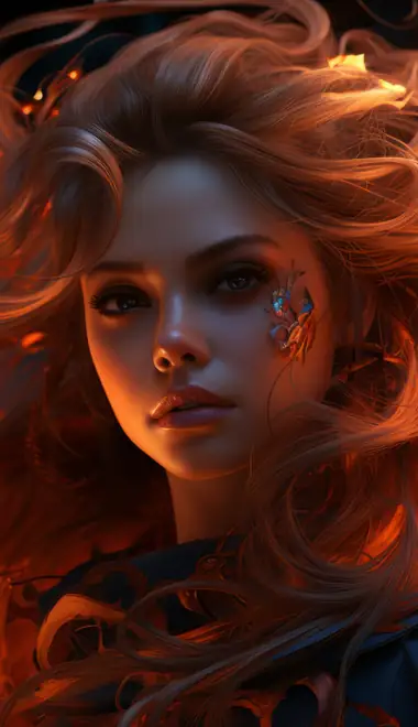 People wallpapers: woman, redhead, portrait, fire