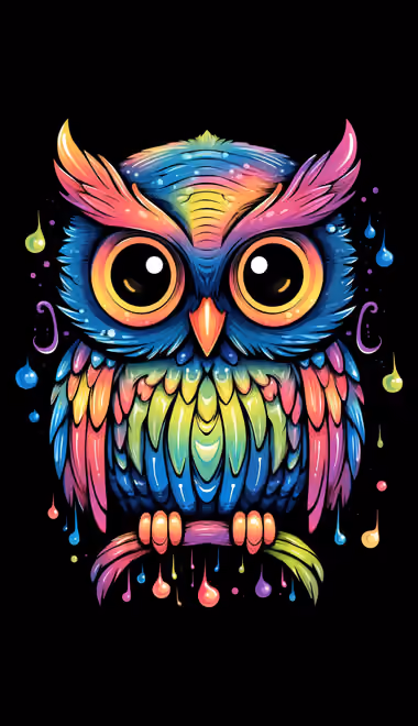 Owl Wallpapers for iPhone 12 mini/13 mini, Samsung Galaxy S24/S24 FE/S25/S25 FE/S26/A55/A56/A35/A26/A16/M15, Xiaomi, Sony Xperia (1080x2340): owl, minimalism, feathers, paint