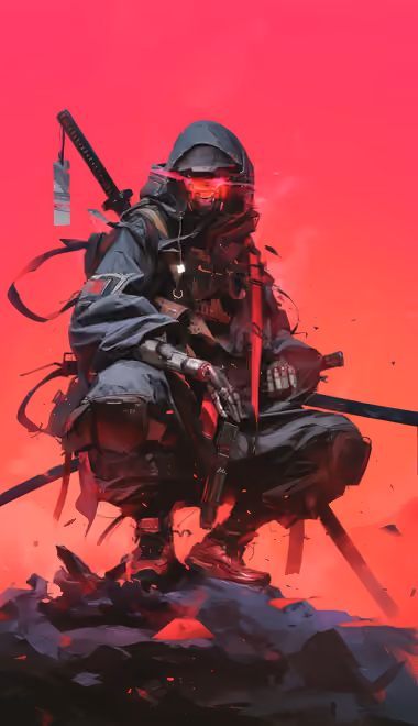 Fantasy wallpapers: ninja, cyberpunk, katana, armor