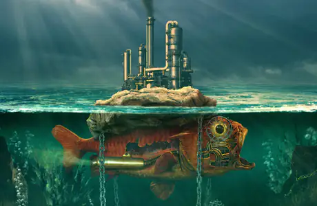 Wallpapers for Apple MacBook 12″ (2304x1440): steampunk, factory, fish, island