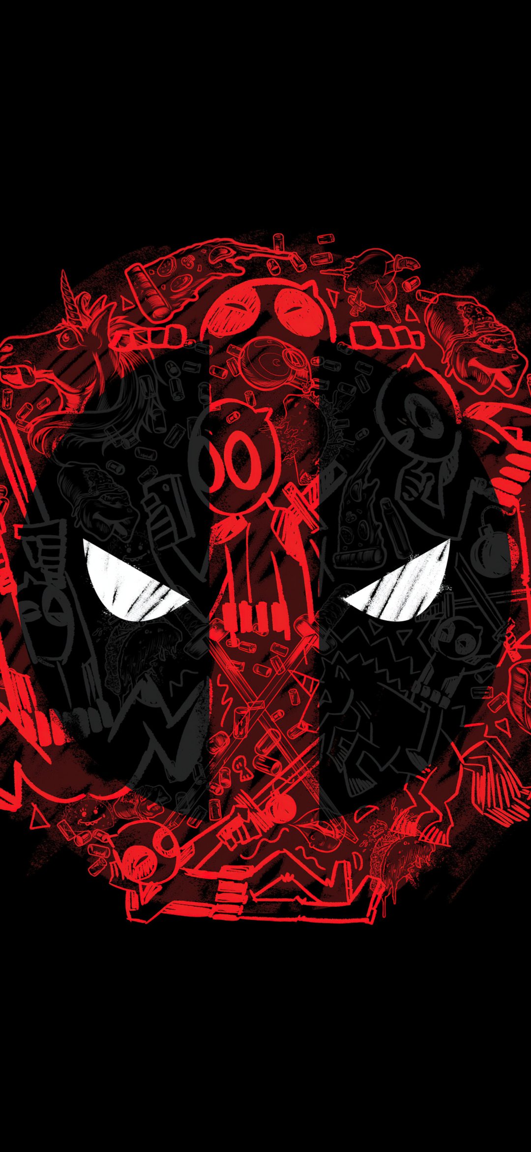 Graffiti Deadpool - Wallpapers for iPhone 12 mini/13 mini, Samsung Galaxy S24/S24 FE/S25/S25 FE/S26/A55/A56/A35/A26/A16/M15, Xiaomi, Sony Xperia in 1080x2340 resolution