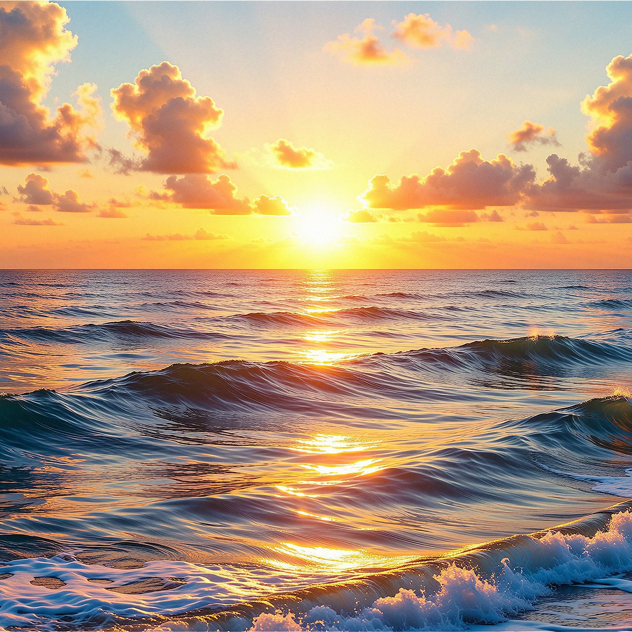 Sunset on the ocean - Wallpapers for Lenovo, Huawei in 1280x1280 resolution