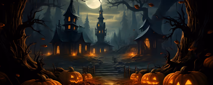UltraWide 21:9 wallpapers (2560x1080): Halloween, jack-o-lantern, moon, autumn