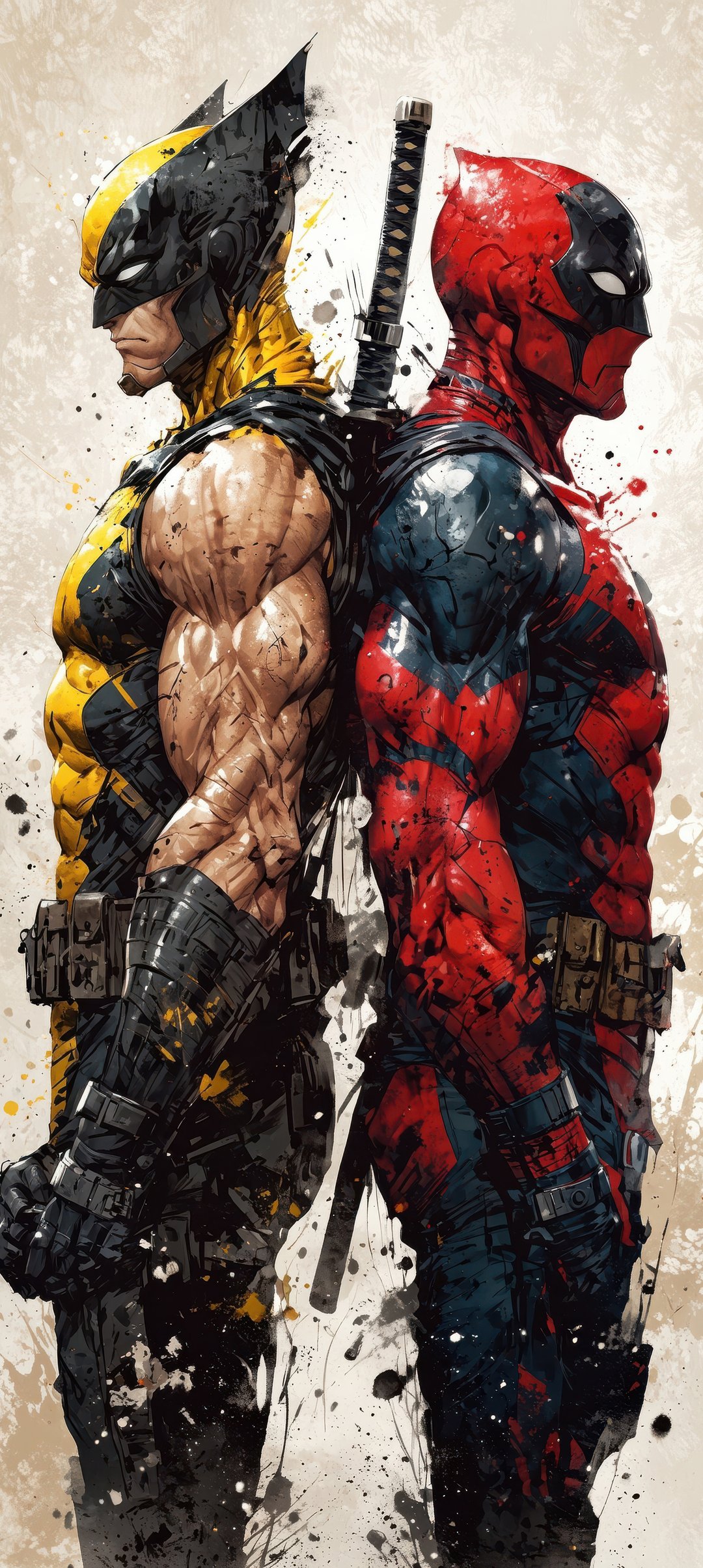 Deadpool and Wolverine - Wallpapers for Samsung Galaxy A13/A14/A53, Realme 12 Pro 5G, POCO M5 in 1080x2408 resolution