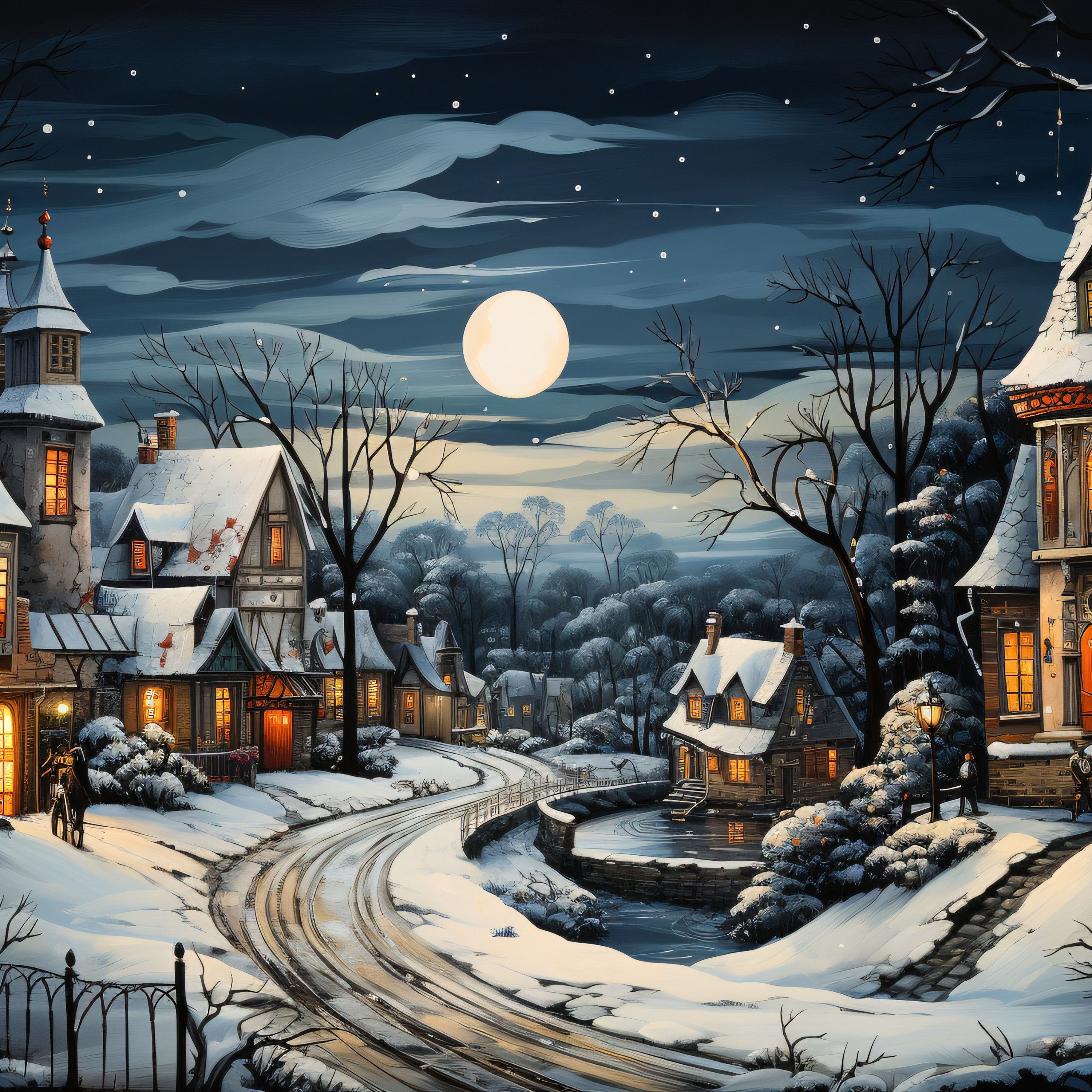 Village in winter - Wallpapers for Samsung Galaxy Tab S9 FE+/Tab S11, Xiaomi Pad 5, Redmi Pad 2 Pro, POCO Pad in 2560x2560 resolution