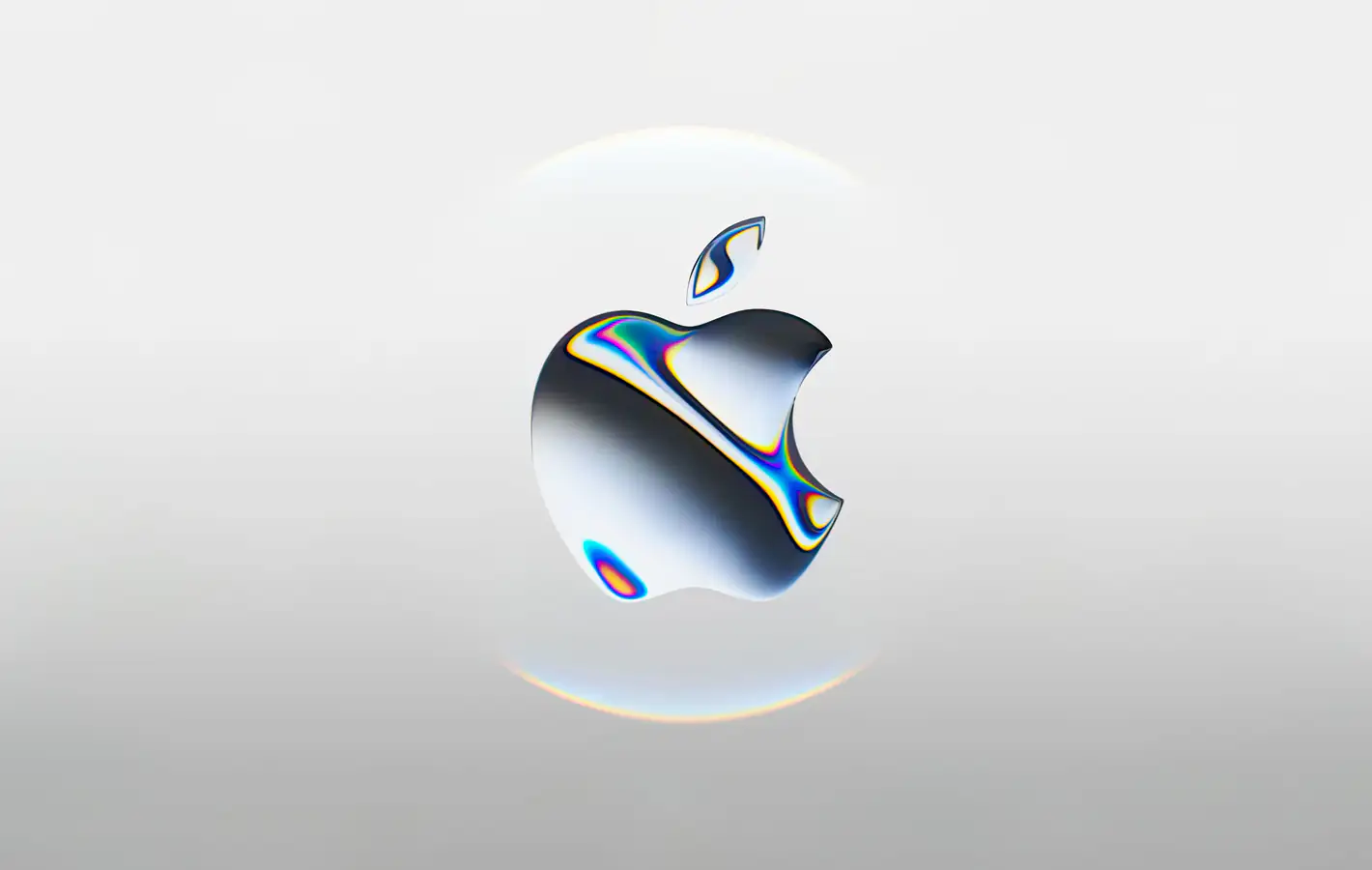 Логотип Apple с эффектом жидкого стекла — обои на рабочий стол и телефон