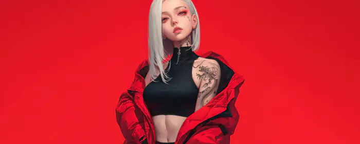 UltraWide 32:9 wallpapers (5120x1440): anime Girl, blonde, tattoos, makeup