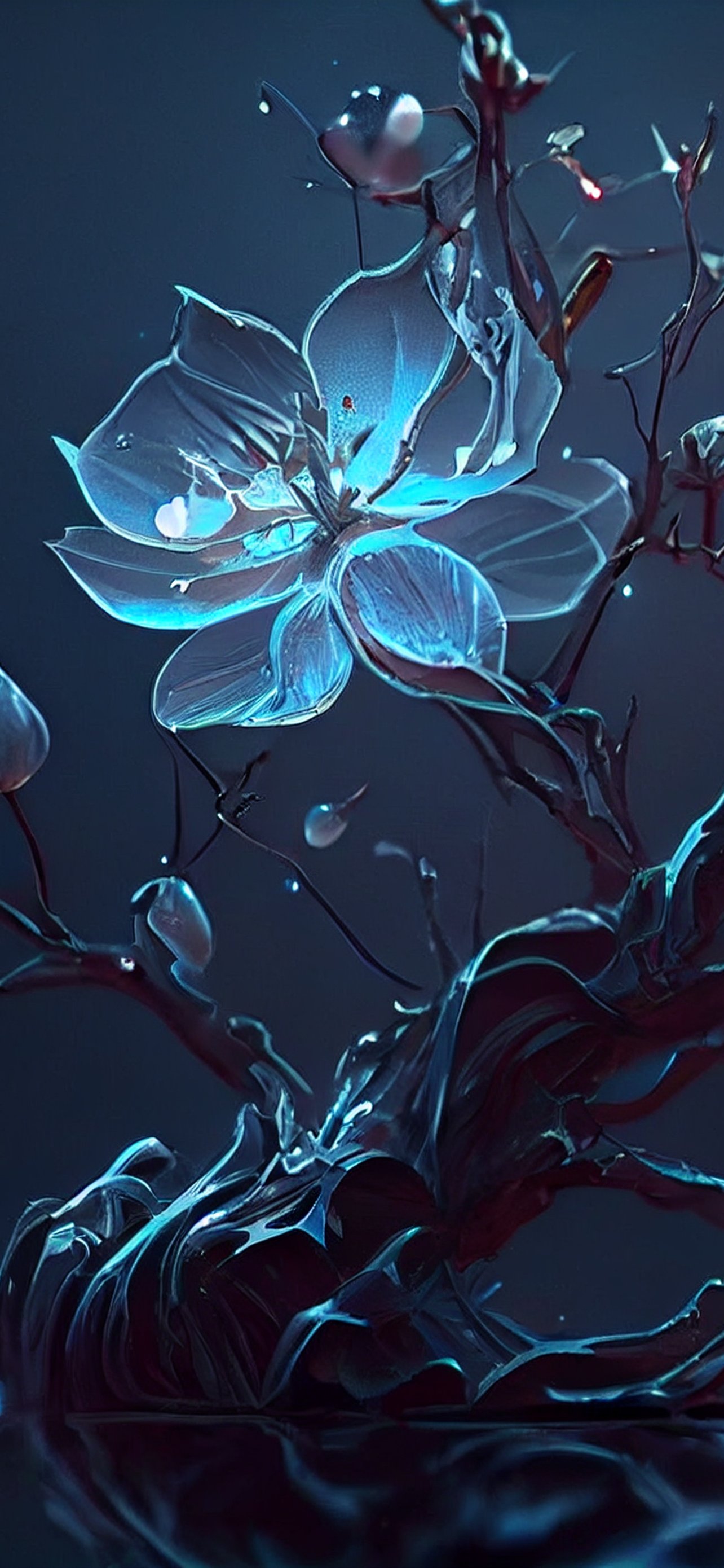 Luminous blue flowers - Wallpapers for iPhone 13 Pro Max/12 Pro Max/14 Plus in 1284x2778 resolution