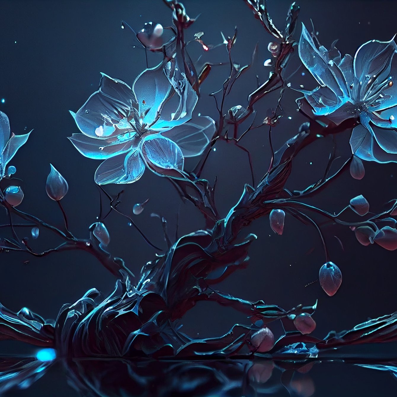 Luminous blue flowers - Wallpapers for Samsung Galaxy Tab in 1340x1340 resolution