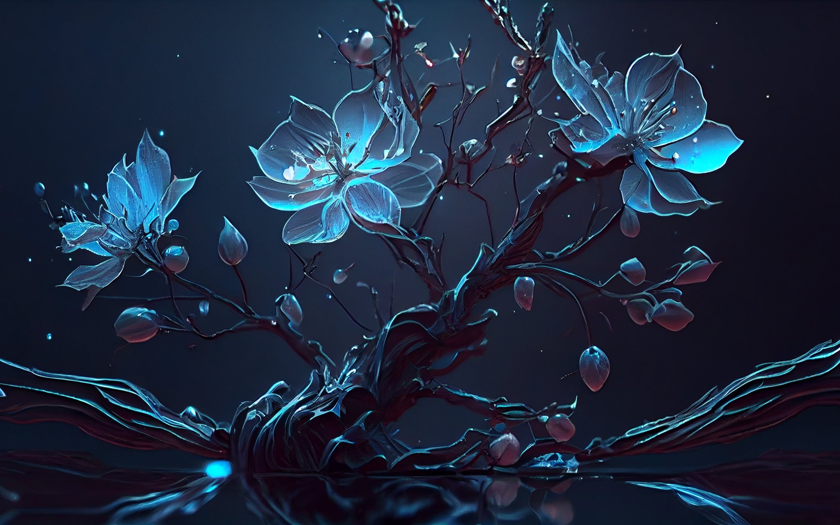 Luminous blue flowers - Wallpapers for Apple MacBook 15″ in 2880x1800 resolution
