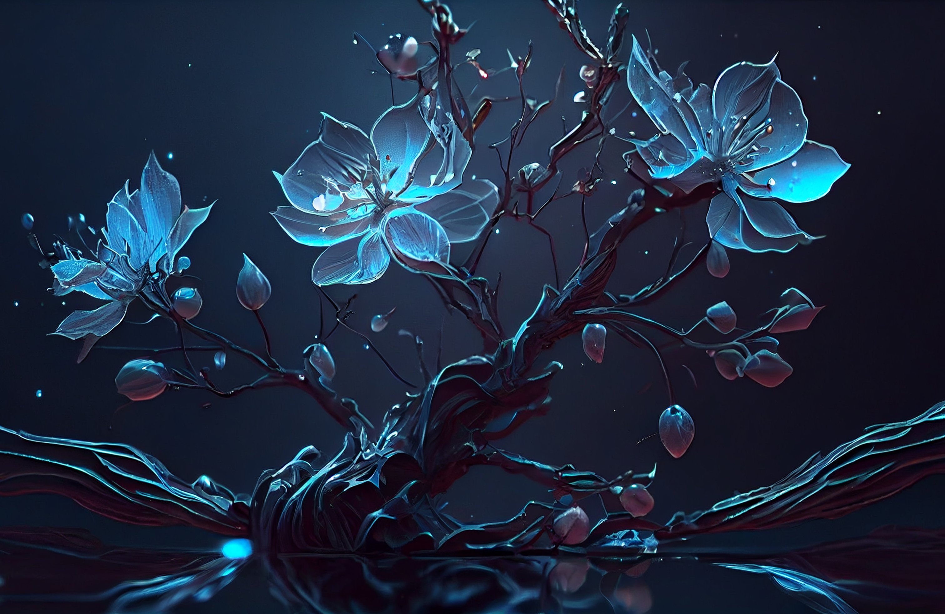 Luminous blue flowers - Wallpapers for Apple MacBook 14.2″ in 3024x1964 resolution