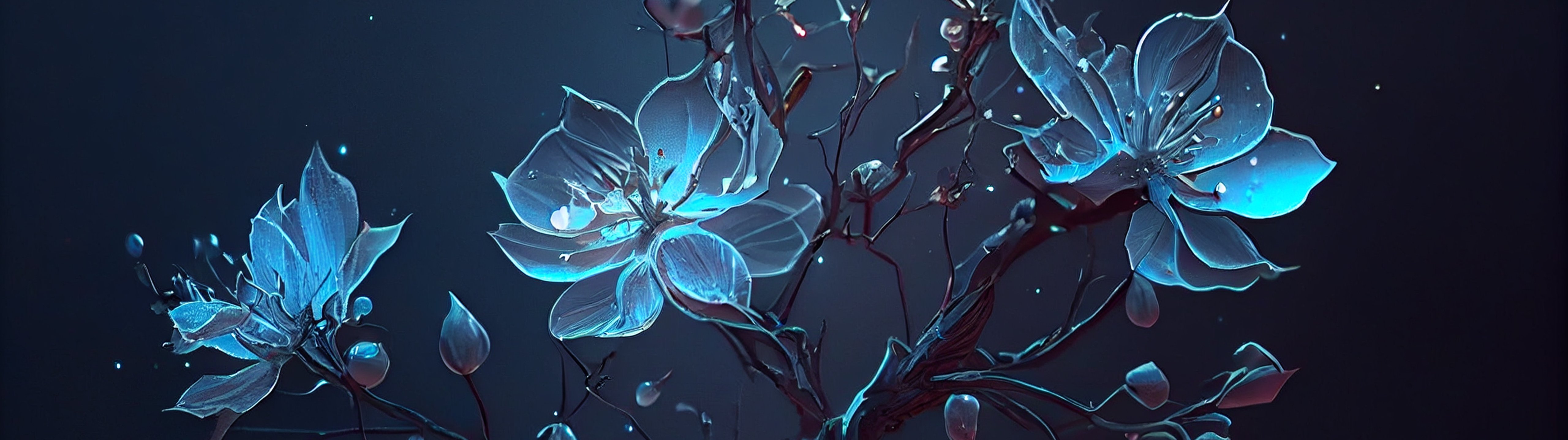 Luminous blue flowers - UltraWide 32:9 wallpapers in 5120x1440 resolution