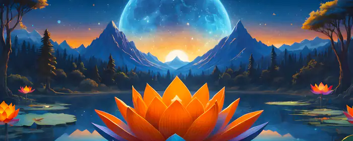 UltraWide 21:9 wallpapers (3440x1440): lotus, lake, moon, mountains