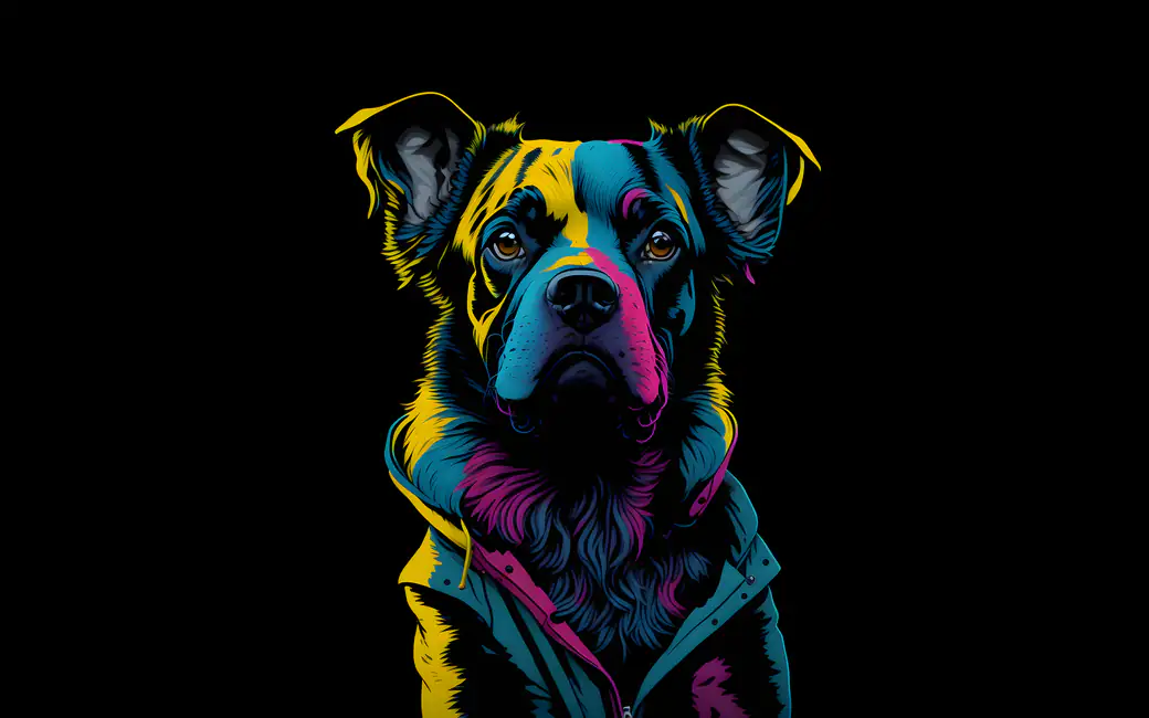 Dog in the jacket — desktop and phone wallpaper, free download