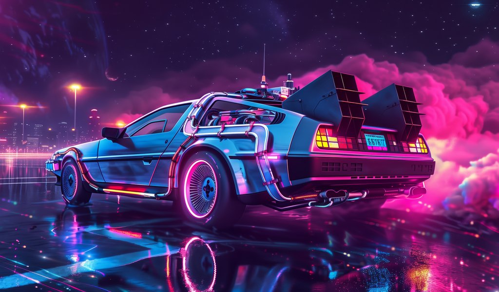 DeLorean from Back To The Future - WSVGA wallpapers in 1024x600 resolution