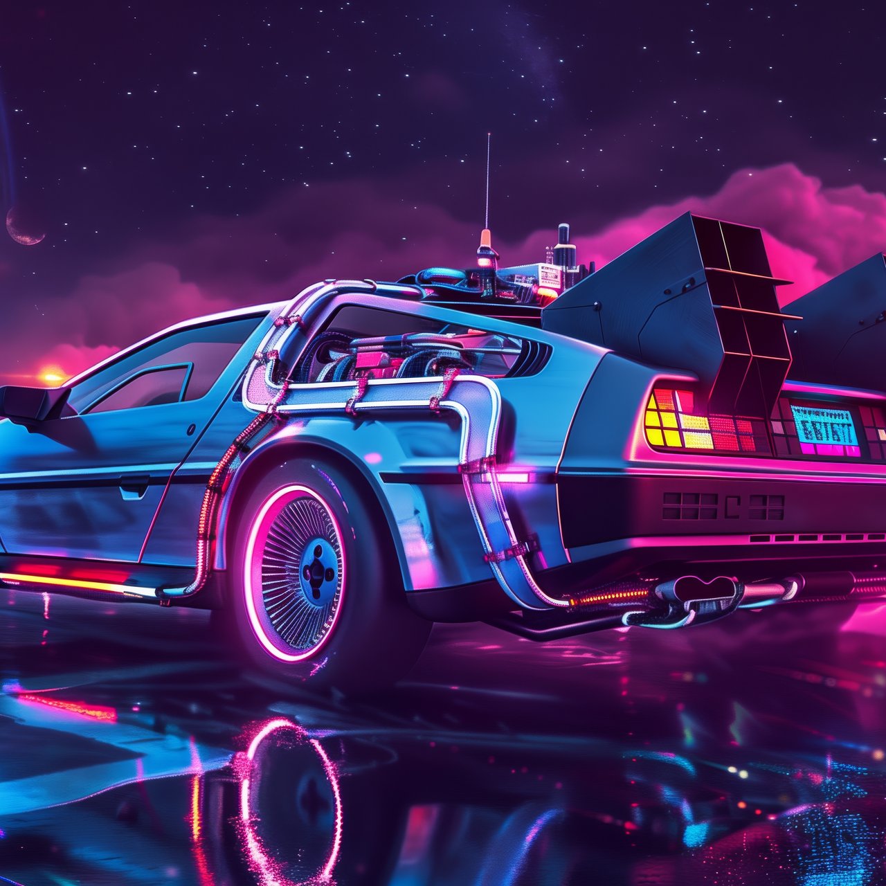 Автомобиль DeLorean из Назад в будущее - Обои для Lenovo, Huawei в разрешении 1280x1280