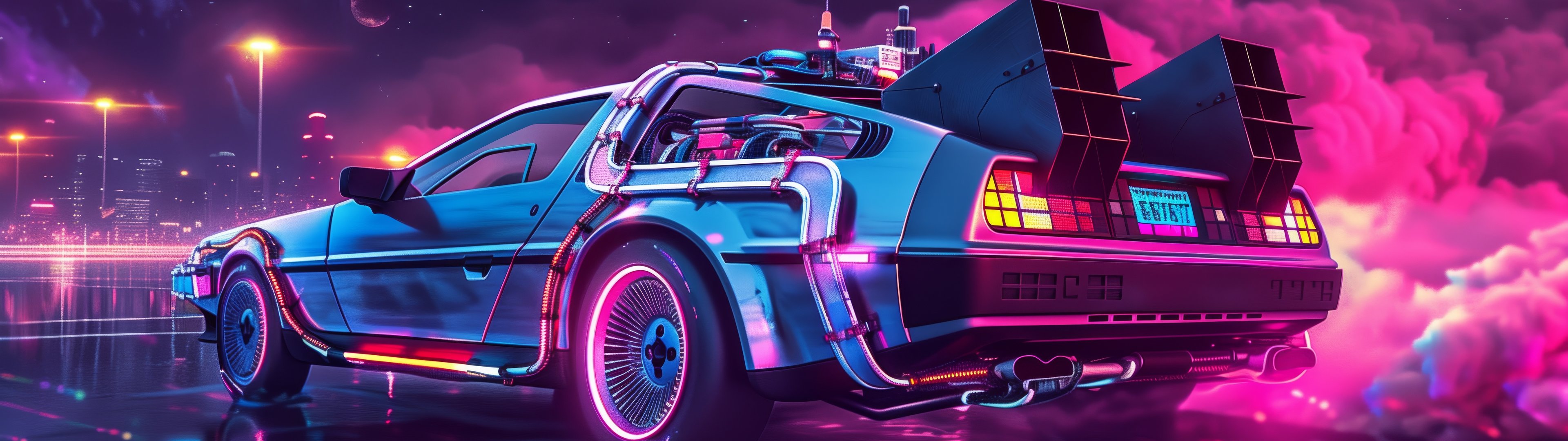 DeLorean from Back To The Future - UltraWide 32:9 wallpapers in 3840x1080 resolution