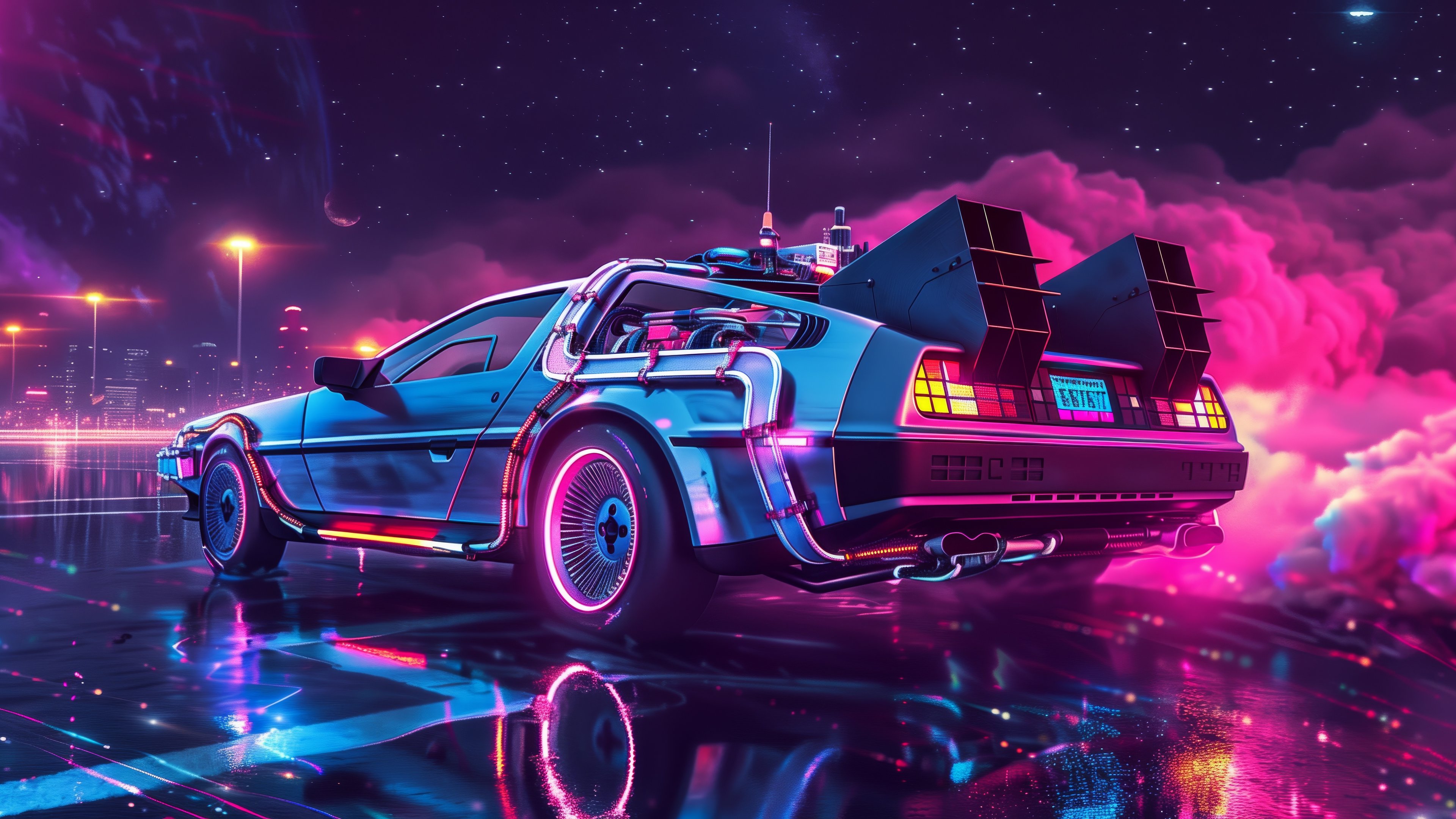 DeLorean from Back To The Future - 4K PC Wallpapers in 3840x2160 resolution