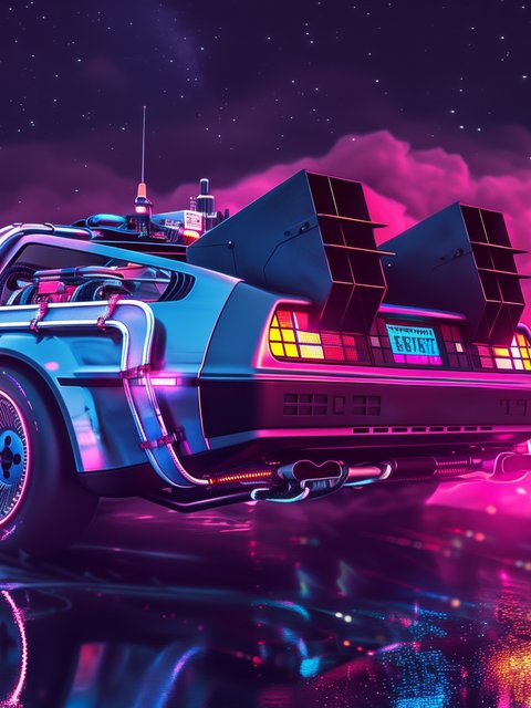 Автомобиль DeLorean из Назад в будущее - Обои для HTC/BlackBerry в разрешении 480x640