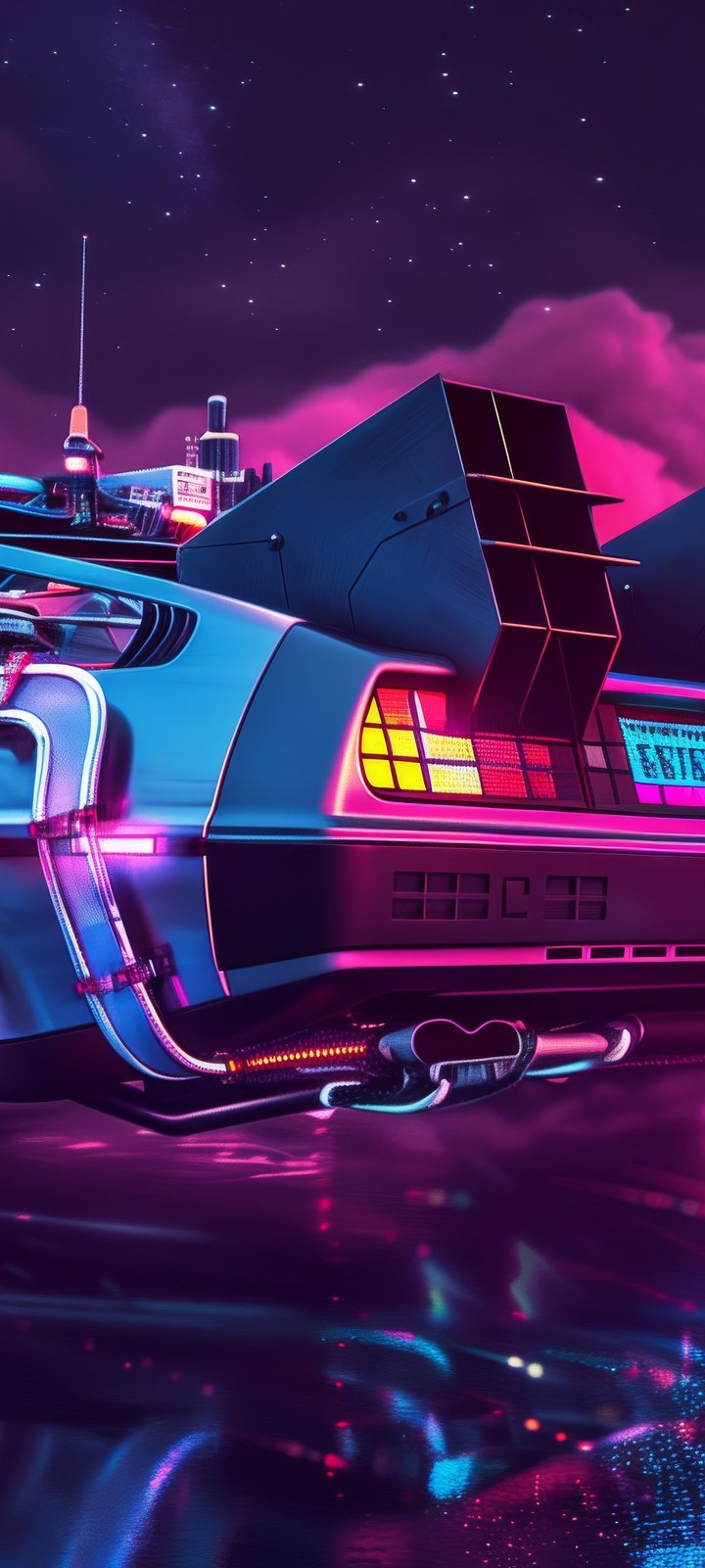 DeLorean from Back To The Future - Wallpapers for Xiaomi Redmi 10C/C40/C51, Samsung Galaxy A12/A02s/A03/M12 in 720x1600 resolution