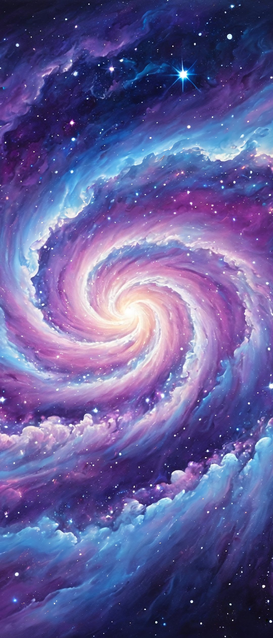 Blue-violet spiral galaxy - Wallpapers for Samsung Galaxy Z Flip7, Sony Xperia 5 II/5 III/5 V/10 IV/10 V, Xiaomi Mix Fold 3 in 1080x2520 resolution