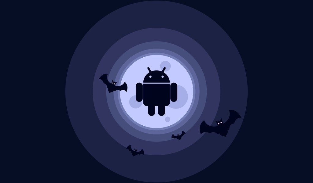 Логотип Android с летучими мышами - WSVGA обои в разрешении 1024x600
