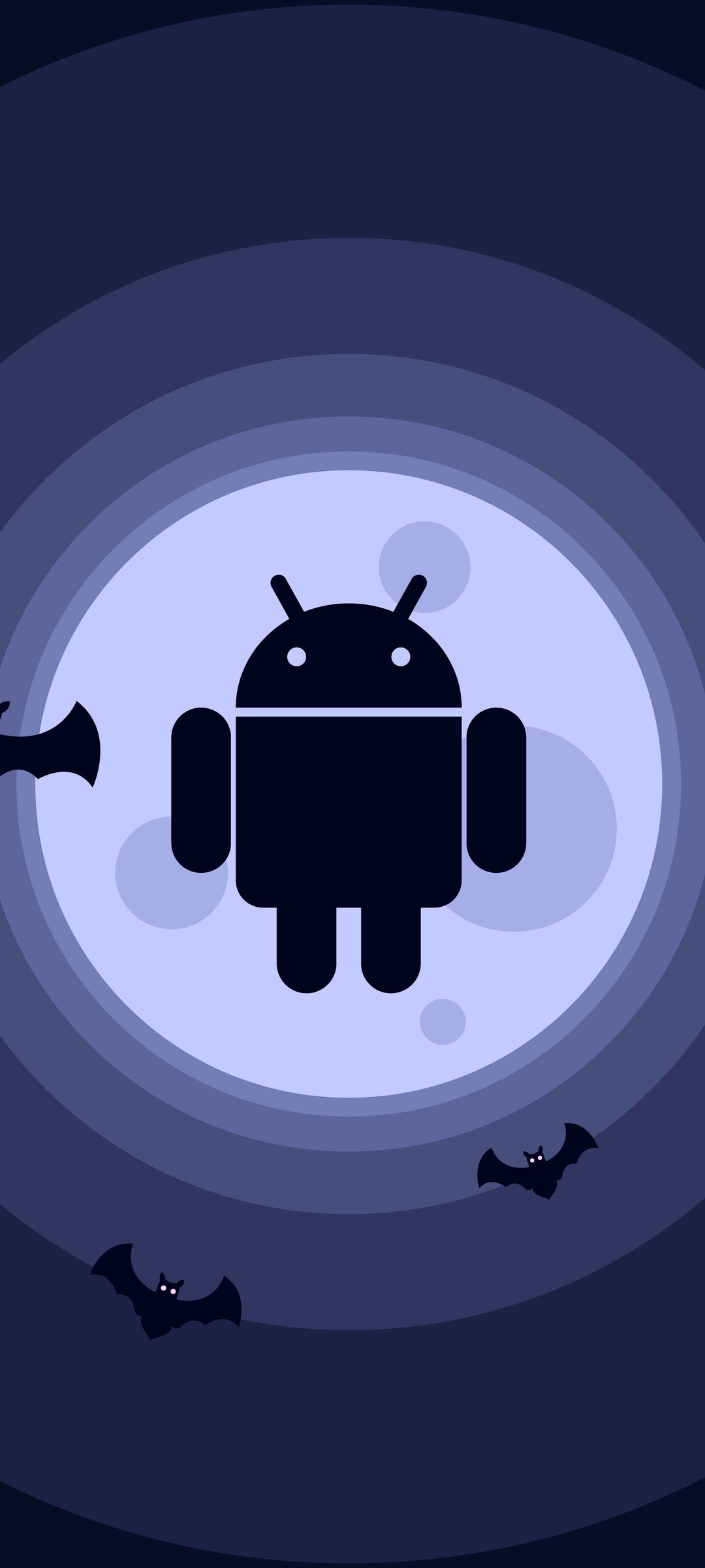 Android logo with bats - Wallpapers for Samsung Galaxy M55, POCO M4/X4/X5, Xiaomi Redmi 12/13/Note 13/Note 14/Note 14S in 1080x2400 resolution