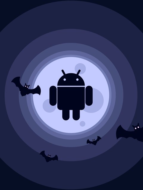 Логотип Android с летучими мышами - Обои для HTC/BlackBerry в разрешении 480x640