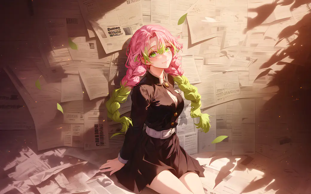 Kanroji Mitsuri in a dress — desktop and phone wallpaper, free download