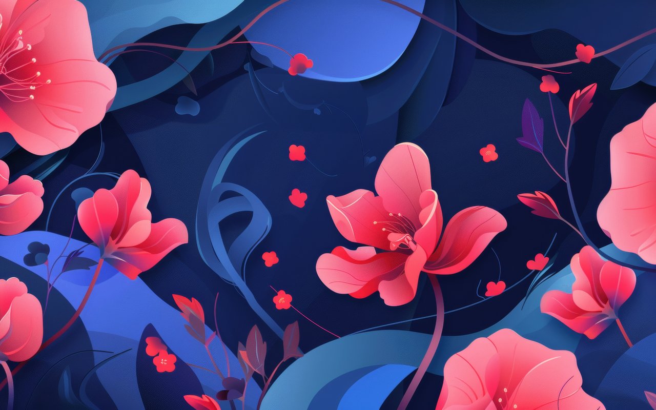 Red poppies on a blue abstract background - WXGA_1280 wallpapers in 1280x800 resolution
