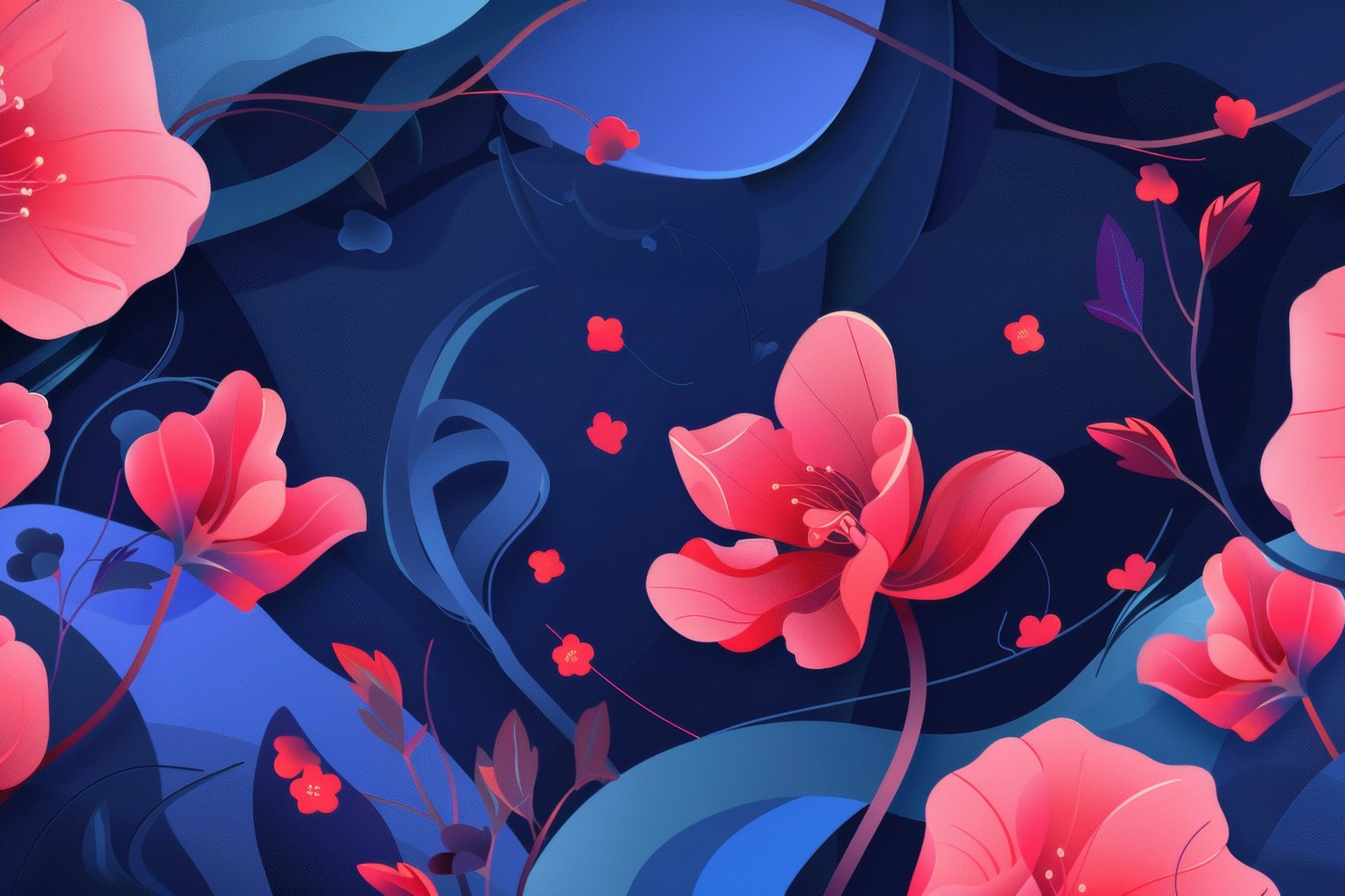 Red poppies on a blue abstract background - Microsoft Surface 12.4″ wallpapers in 1536x1024 resolution