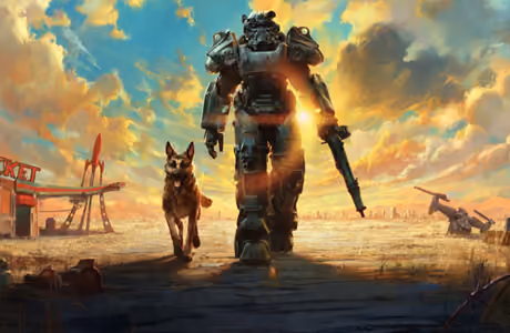 Обои компаньон для Apple MacBook 16.2″ (3456x2234): Fallout 4, собака, постапокалипсис, заброшенный мир