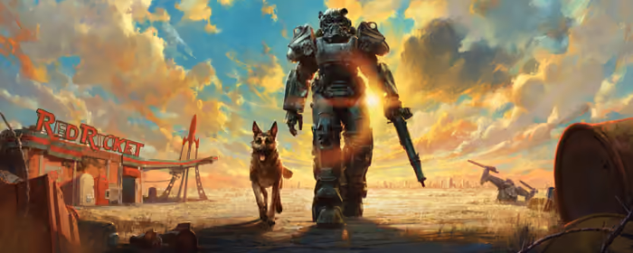 Обои игры: Fallout 4, собака, постапокалипсис, заброшенный мир