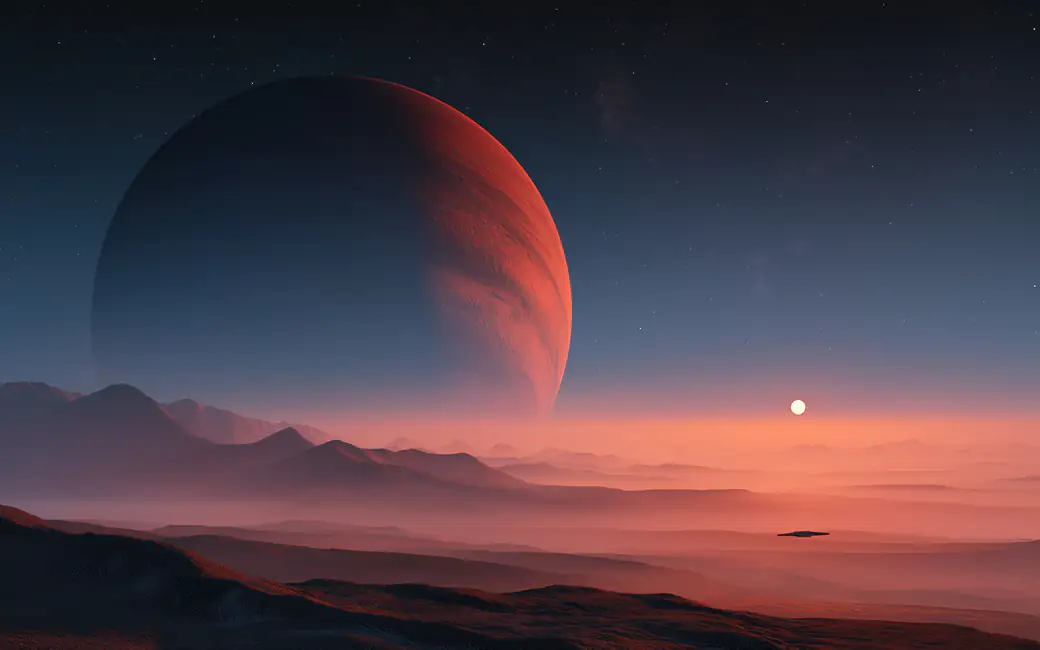 Red planet in the sky — desktop and phone wallpaper, free download
