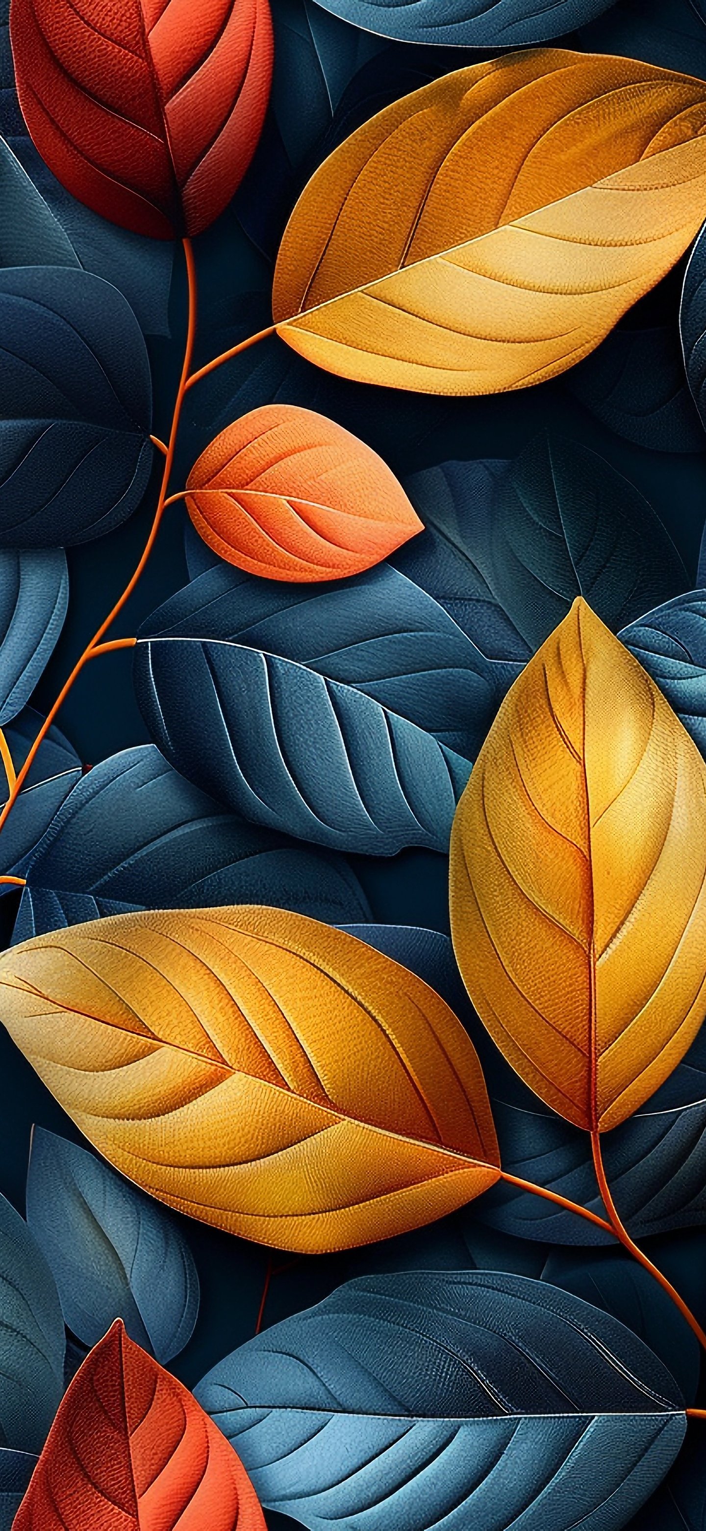 Colorful autumn leaves pattern - Wallpapers for Samsung Galaxy S24/S24 Ultra/S25 Ultra/S25+/S26 Ultra in 1440x3120 resolution
