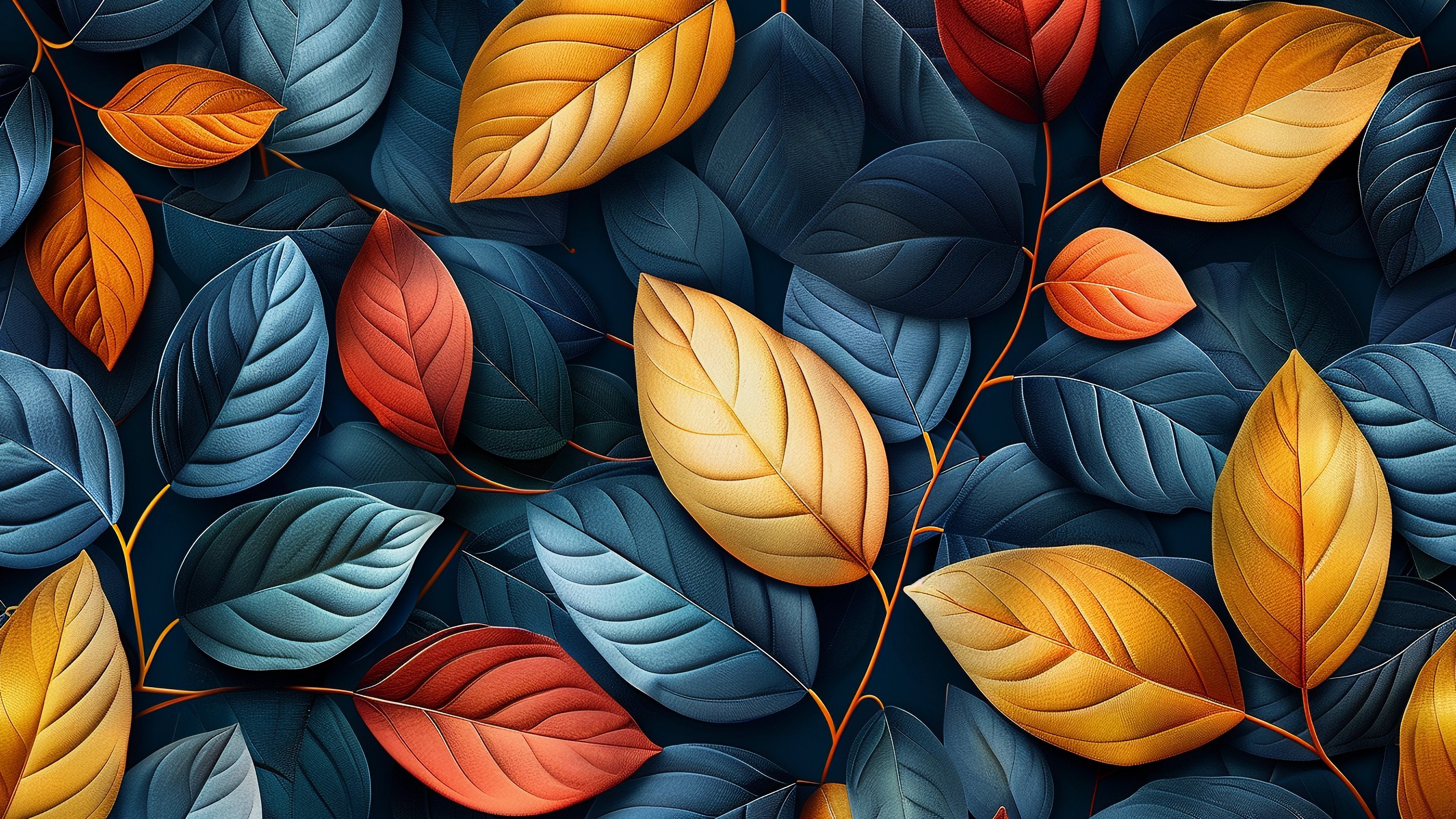 Colorful autumn leaves pattern - 4K PC Wallpapers in 3840x2160 resolution