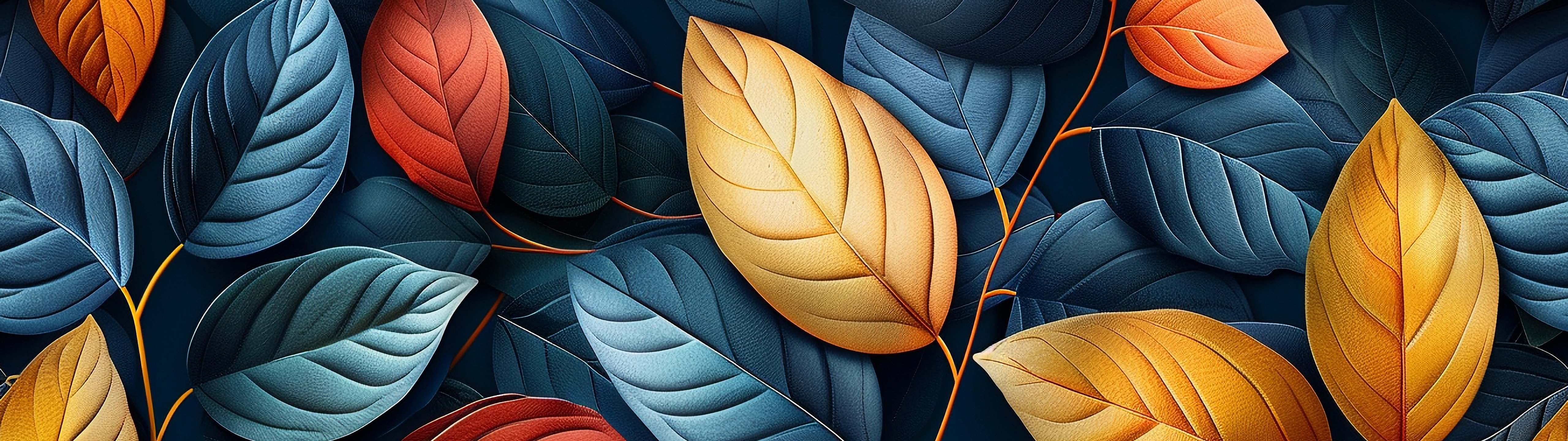 Colorful autumn leaves pattern - UltraWide 32:9 wallpapers in 5120x1440 resolution