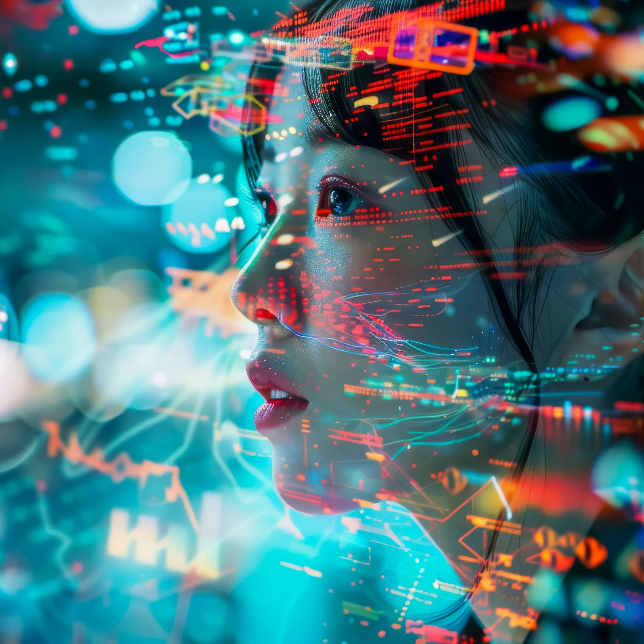 Holographic data screen - Wallpapers for iPad 10.2″ in 2160x2160 resolution