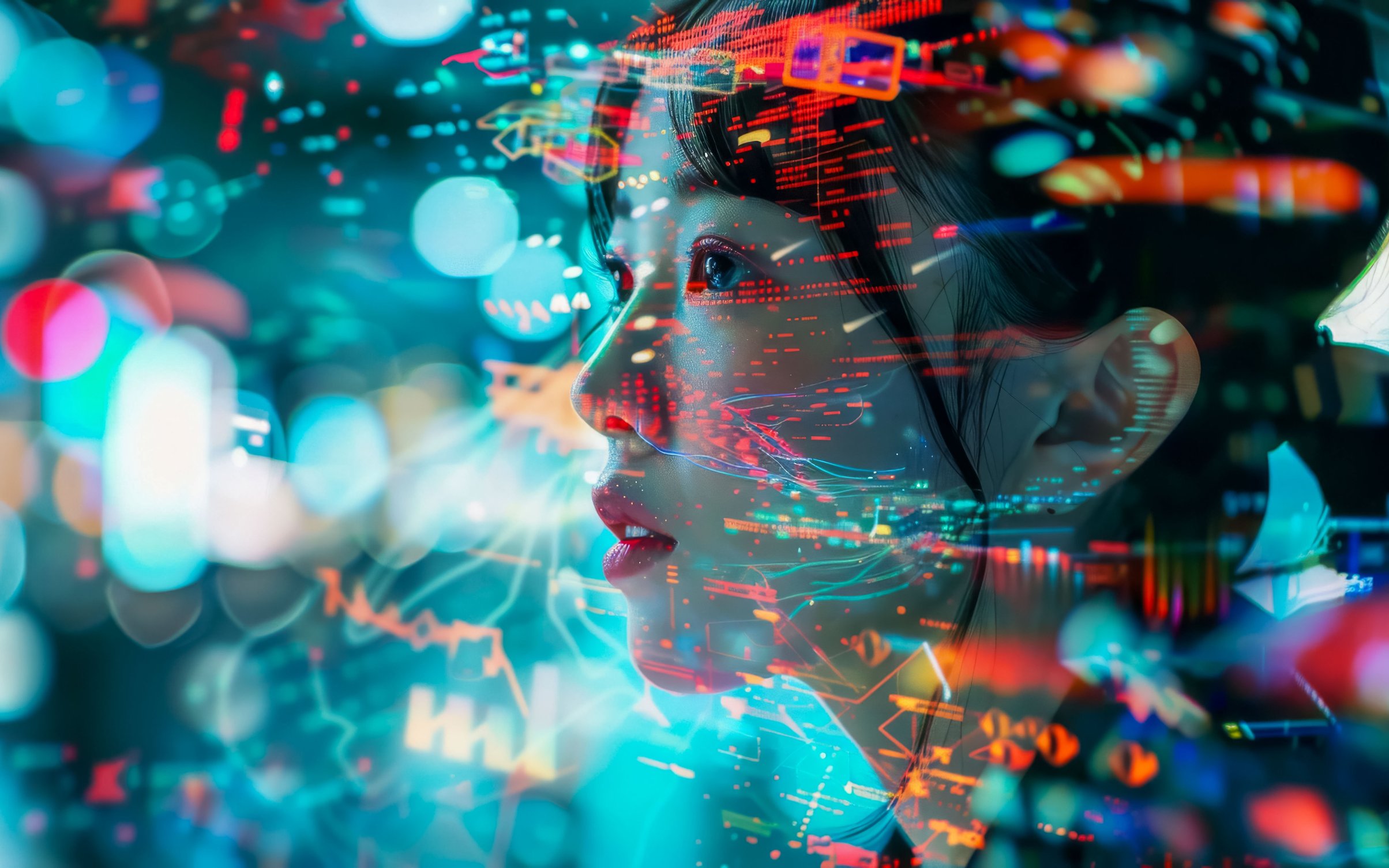 Holographic data screen - Wallpapers for MacBook Neo in 2408x1506 resolution