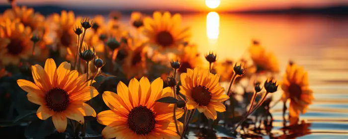 Nature wallpapers: sunflower, sunset, lake, sun