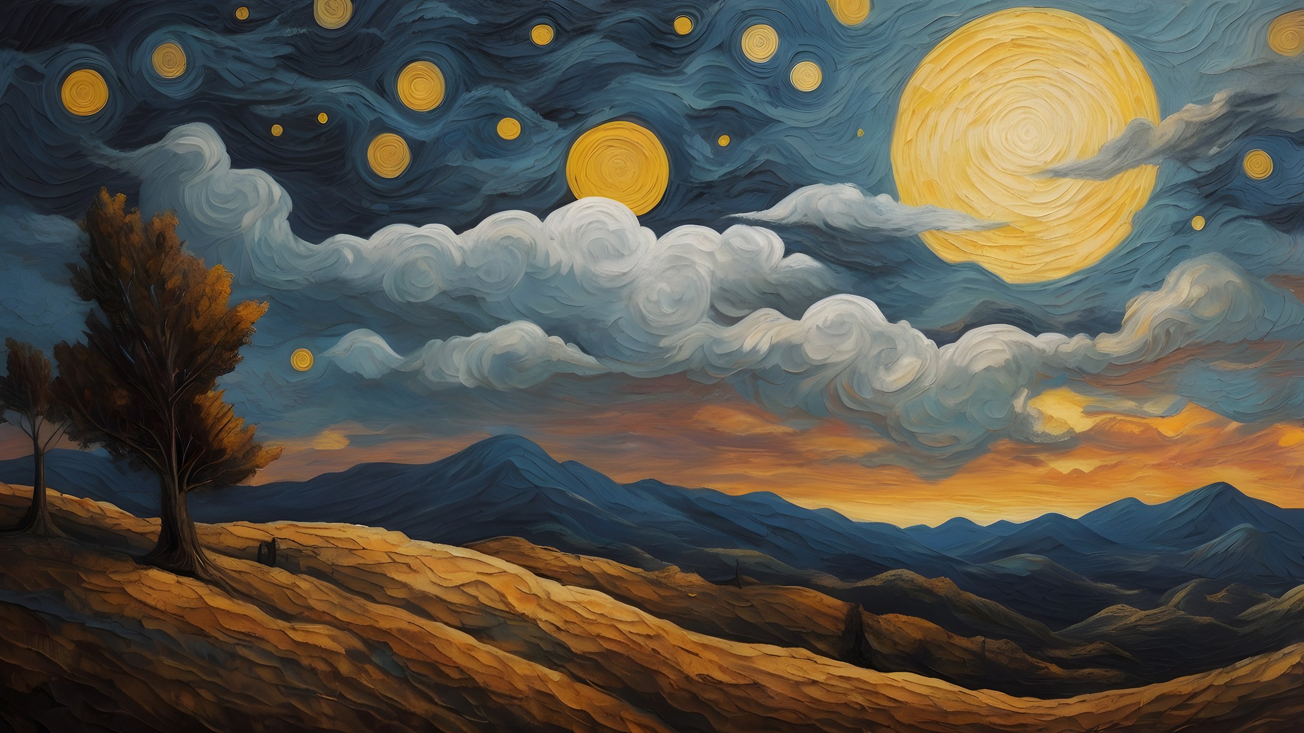 Surreal landscape with moon - 2K Quad HD wallpapers in 2560x1440 resolution
