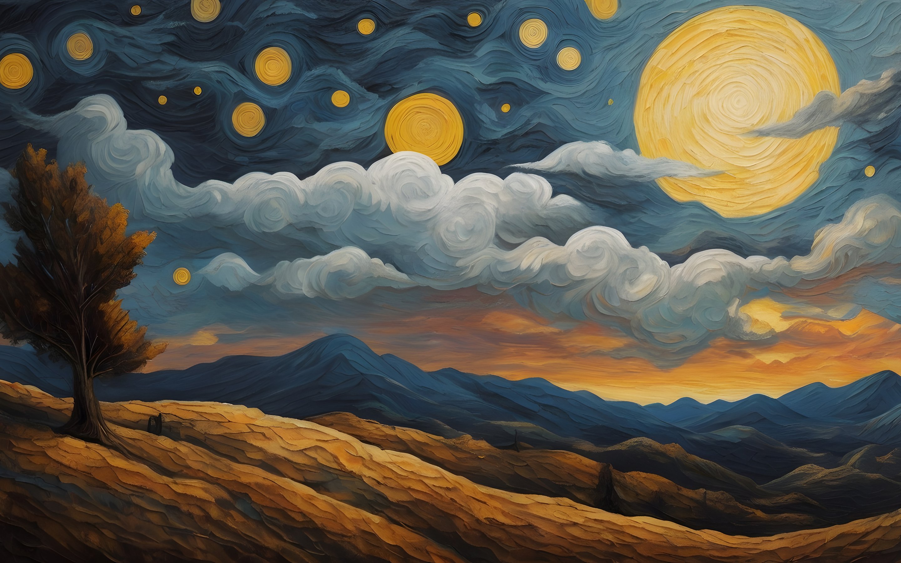 Surreal landscape with moon - Wallpapers for Apple MacBook 15″ in 2880x1800 resolution