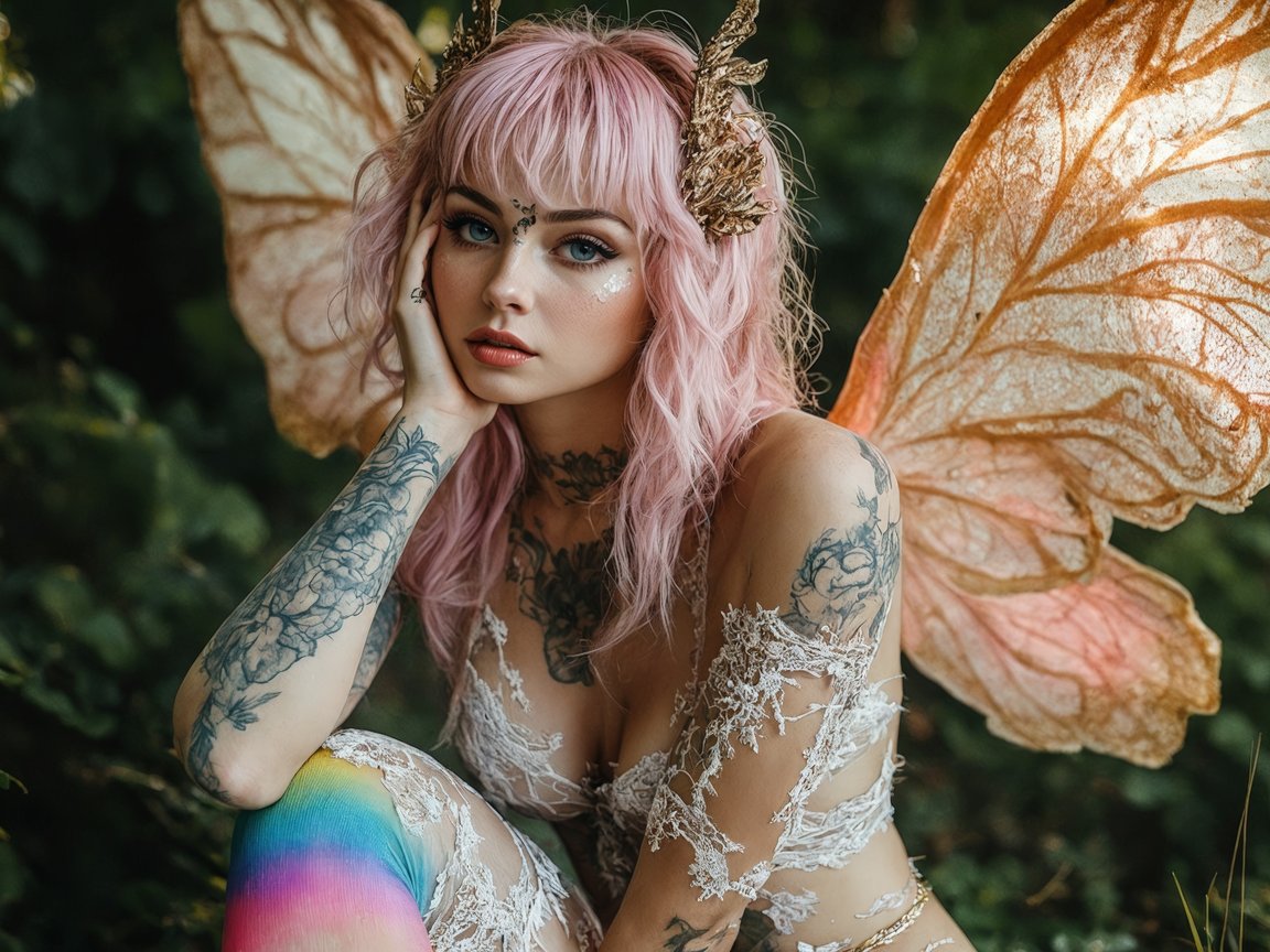 Fairy with pink hair - XGA+ wallpapers in 1152x864 resolution