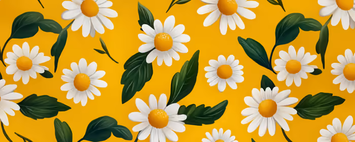 UltraWide 32:9 Pattern wallpapers (3840x1080): chamomiles, summer, flowers, leaves