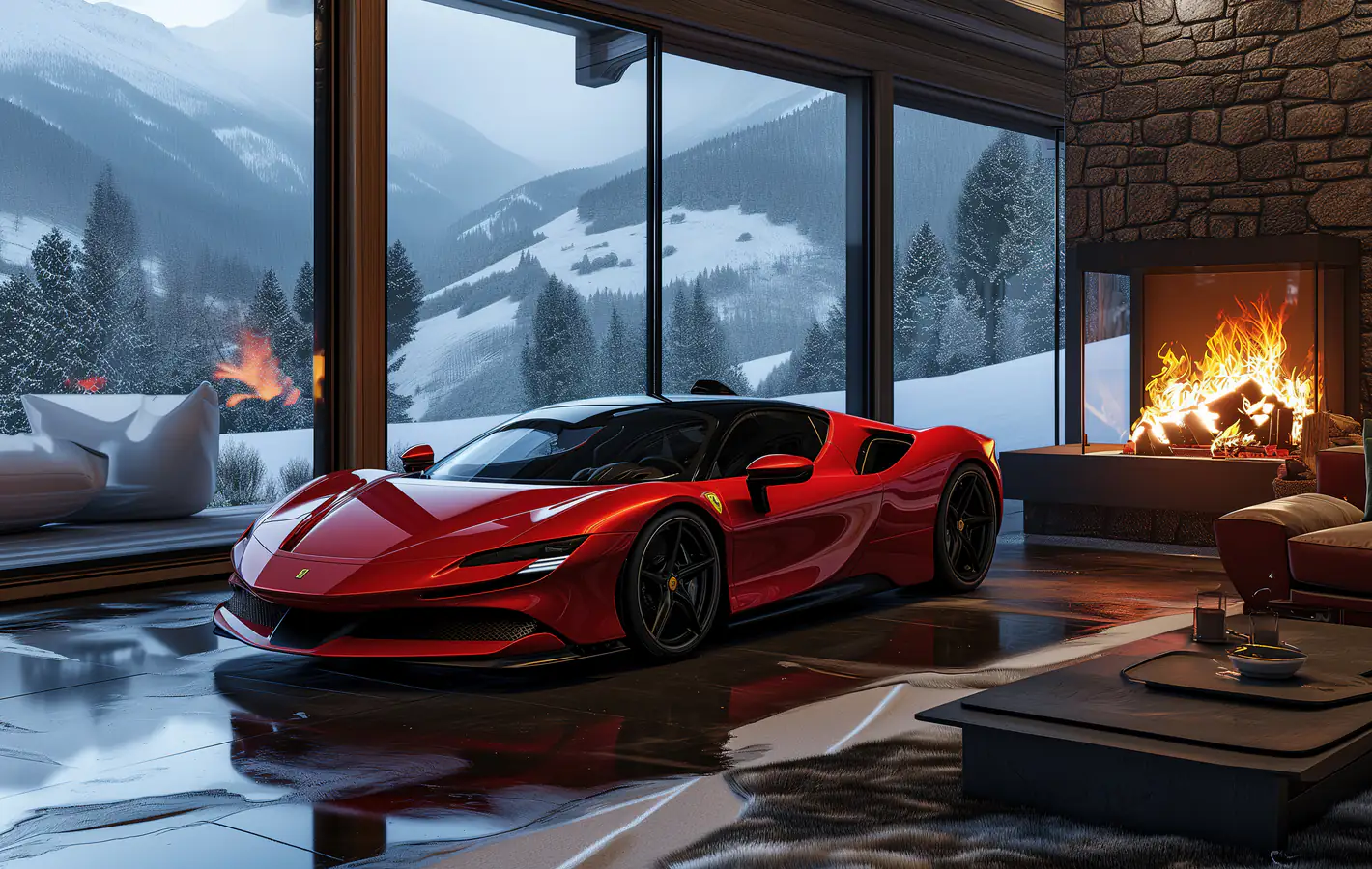 Red Ferrari SF90 Stradale — desktop and phone wallpaper, free download
