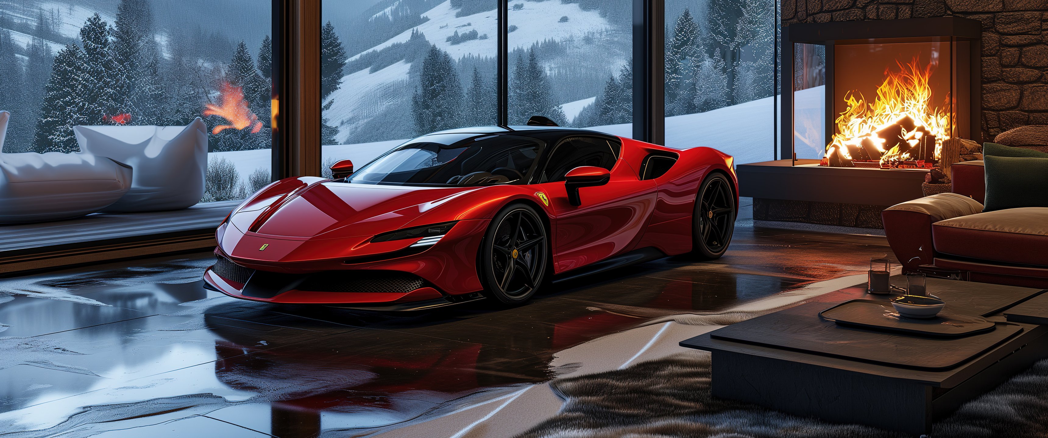Red Ferrari SF90 Stradale - UltraWide 21:9 wallpapers in 3440x1440 resolution