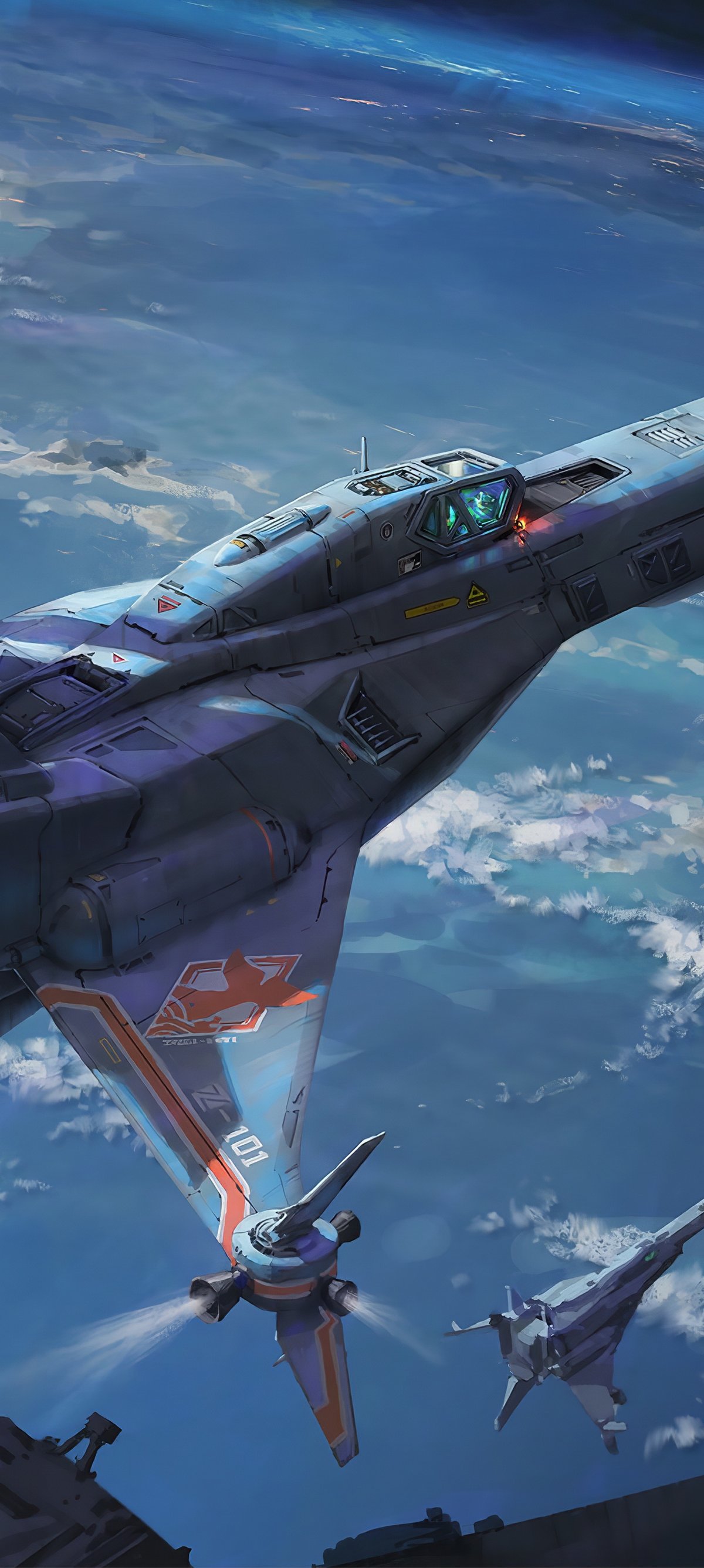 Spaceship flying above Earth surface - Wallpapers for Xiaomi 15 in 1200x2670 resolution