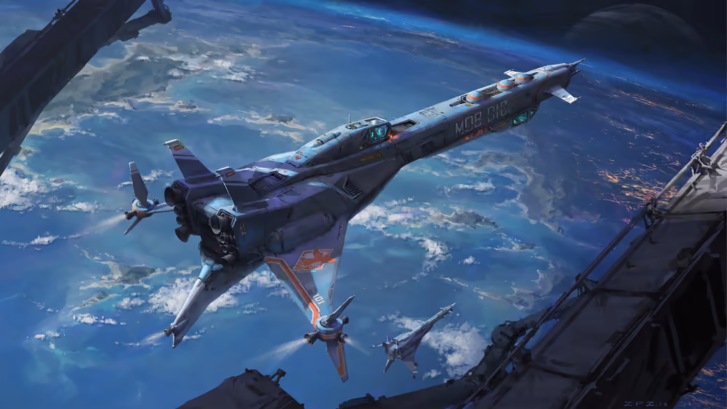 Spaceship flying above Earth surface - WUXGA wallpapers in 1920x1200 resolution