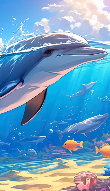 Animals wallpapers: dolphin, corals, fish, ocean